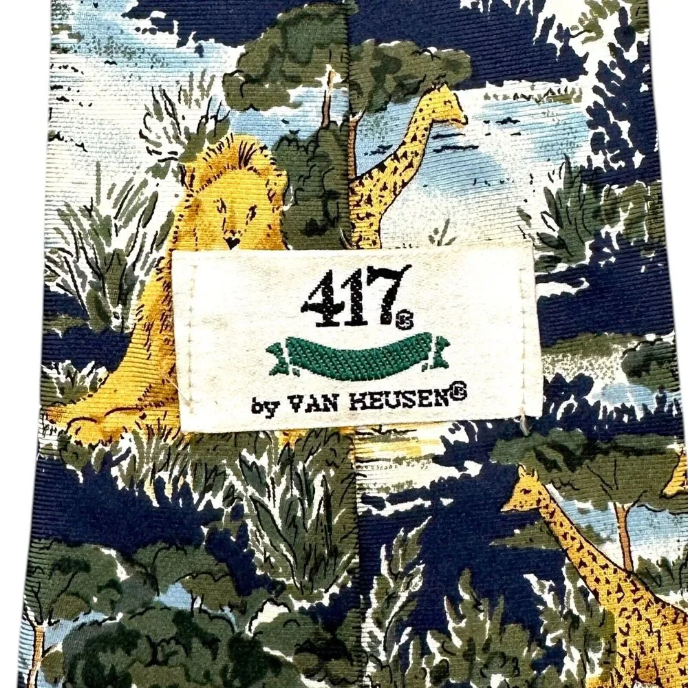 Van Heusen Vintage 100% Silk Dress Tie‎ Animal Safari Jungle Pattern 58
